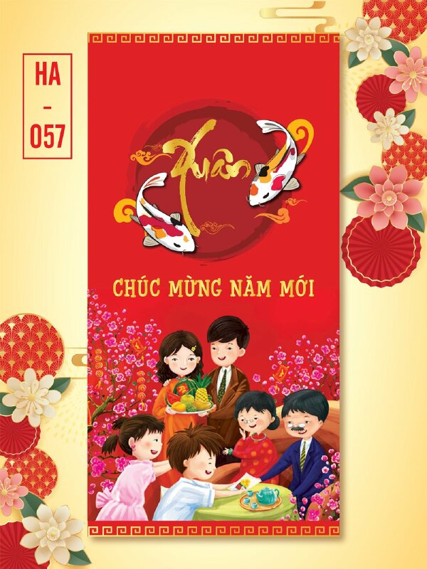 In bao lì xì đỏ Thần Tài Hái Lộc Đầu Xuân - Mã HA055 - INKTS2614