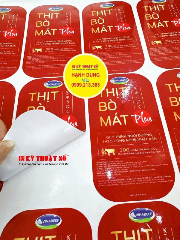 In tem dán thực phẩm đông lạnh chống nước, bỏ tủ mát/tủ đông, in tem Decal sữa sản phẩm thịt bò mát - INKTS2983