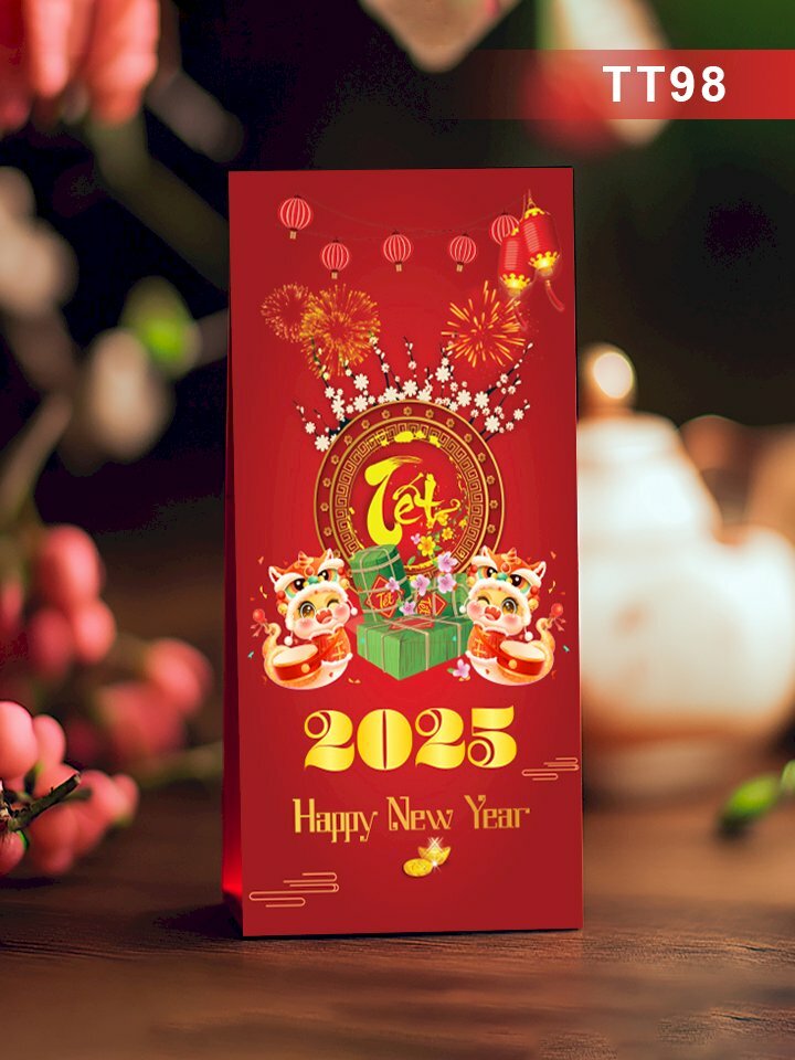 Thiết kế bao lì xì truyền thống Bánh Chưng Xanh bên Bình Hoa Phú Quý Cát Tường - Mã NH99 - INKTS2713