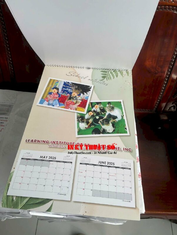 In lịch 7 tờ in 50 cuốn size 47cm x 31.5cm cho trường mầm non ma sơ, hàng gửi đi Philippines từ TPHCM - INKTS3004