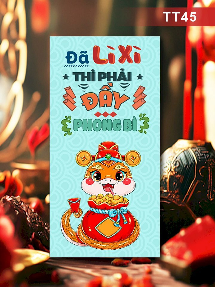Thiết kế bao lì xì màu vàng Tết Thịnh Vượng - Mã TT43 - INKTS2660