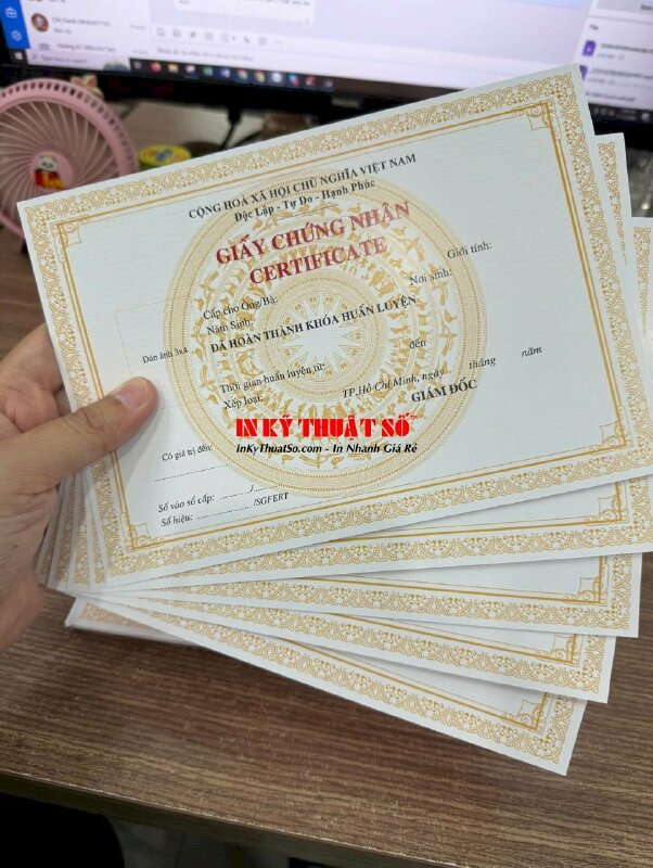 In phôi giấy chứng nhận certificate Đã hoàn thành khóa huấn luyện cho công ty, doanh nghiệp - INKTS3011