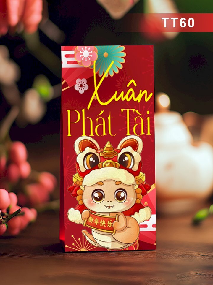 In lì xì bánh chưng dưa hấu đỏ Tết Ất Tỵ 2025 Chúc Mừng Năm Mới - Mã TT58 - INKTS2675