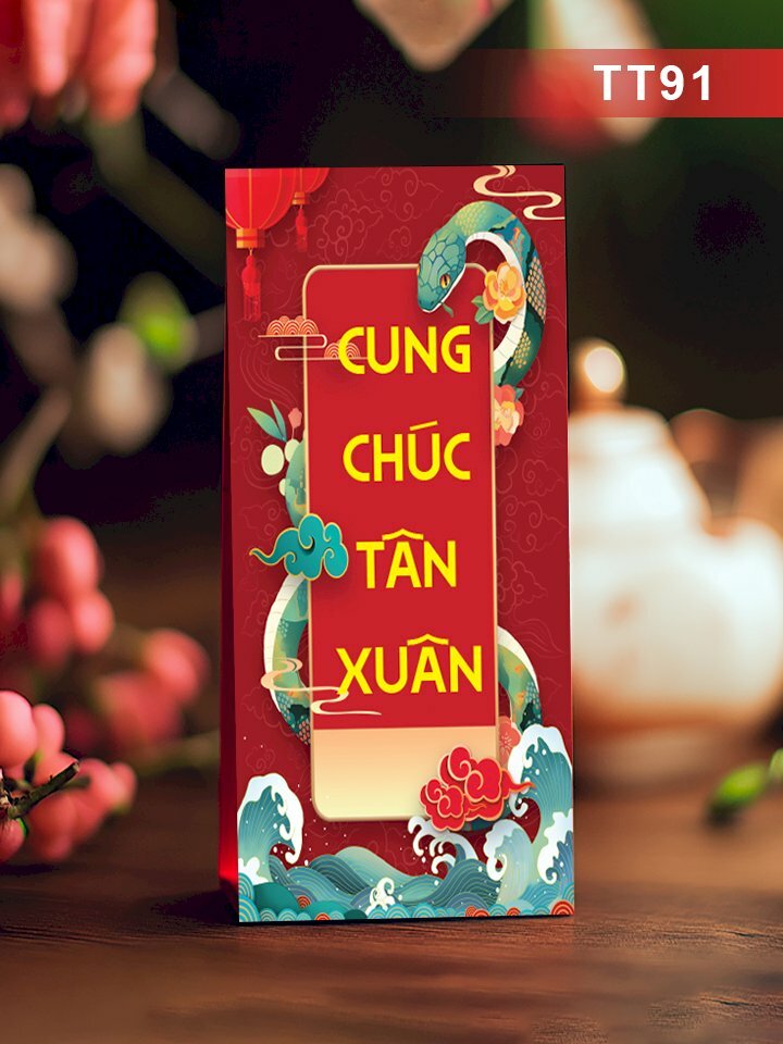 In bao lì xì màu vàng nhạt Quý cô Ất Tỵ Chúc Mừng Năm Mới - Mã NH92 - INKTS2706