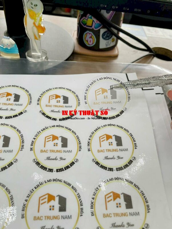 In tem tròn Thank you từ Decal trong cho trung tâm tư vấn du học &amp; xuất khẩu lao động - INKTS2807