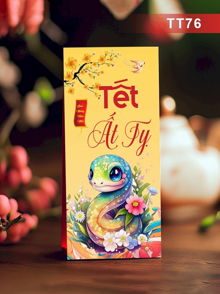 In bao lì xì hoa đào Rắn Cute Năm Mới Vui Vẻ - Mã NH77 - INKTS2691