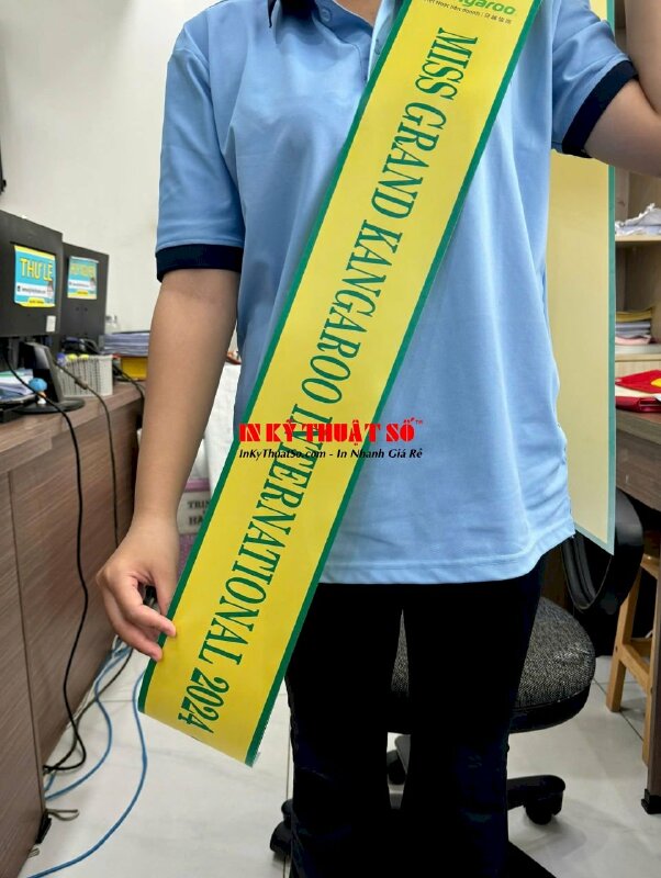 In sash băng đeo chéo Miss Grand thương hiệu nhãn hàng điện máy, in vải silk lẻ - INKTS2840