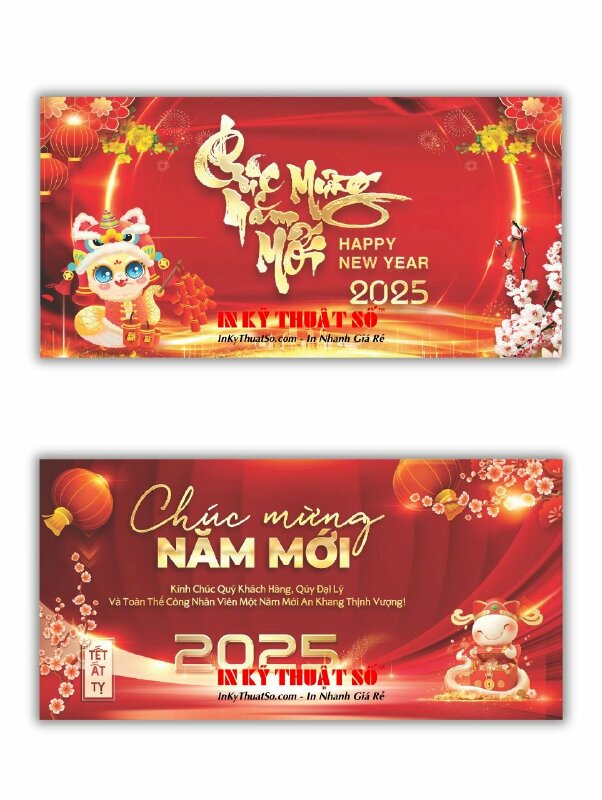 Thiết kế &amp; in phông nền tiệc tất niên Year End Party cho công ty, doanh nghiệp, gia đình - INKTS2948