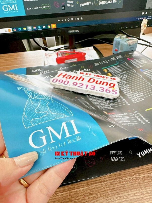 In menu thực đơn quán cơm chay, in menu tấm cầm tay ép plastic khổ A4 - INKTS1668